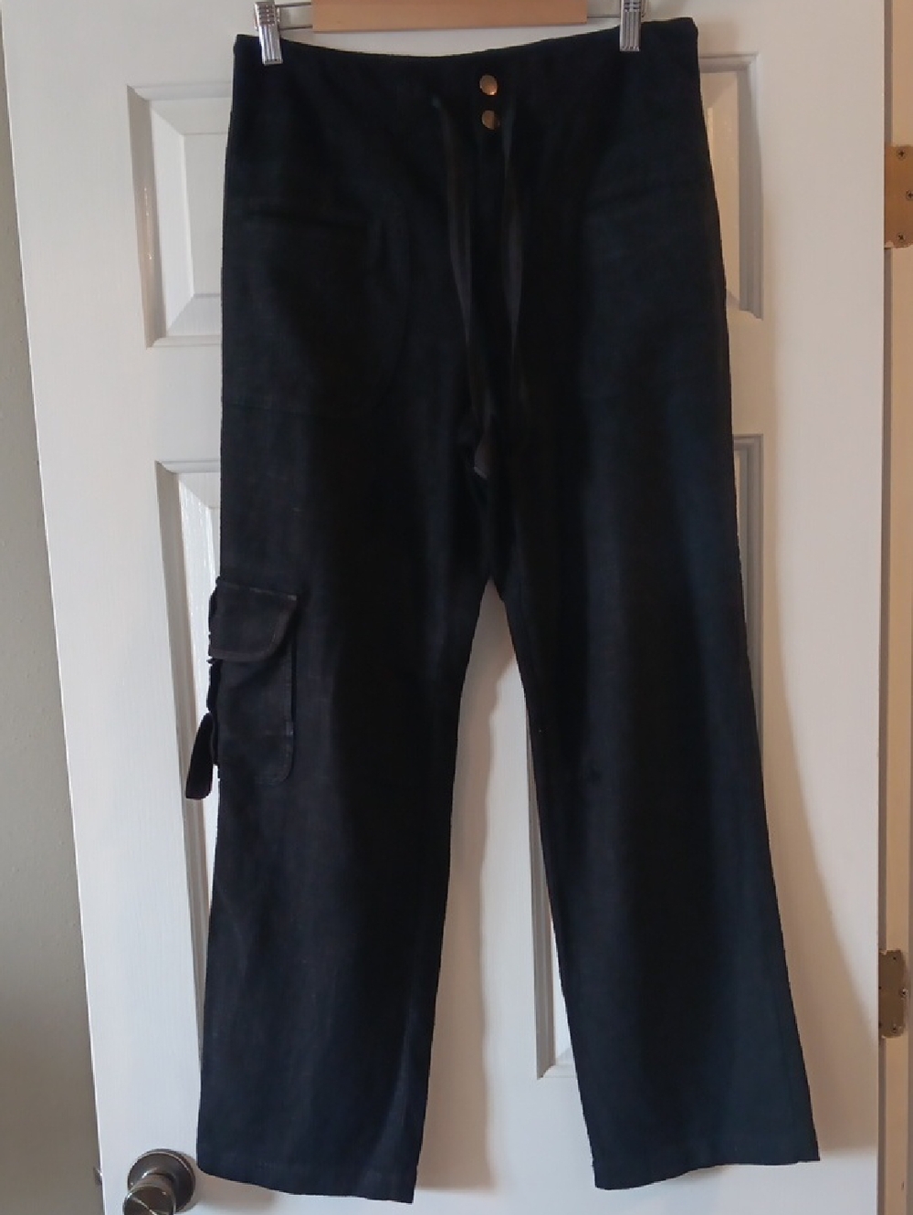 Soft Surroundings Black Linen Blend Cargo Pants - Small